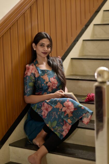 Blue floral kurta