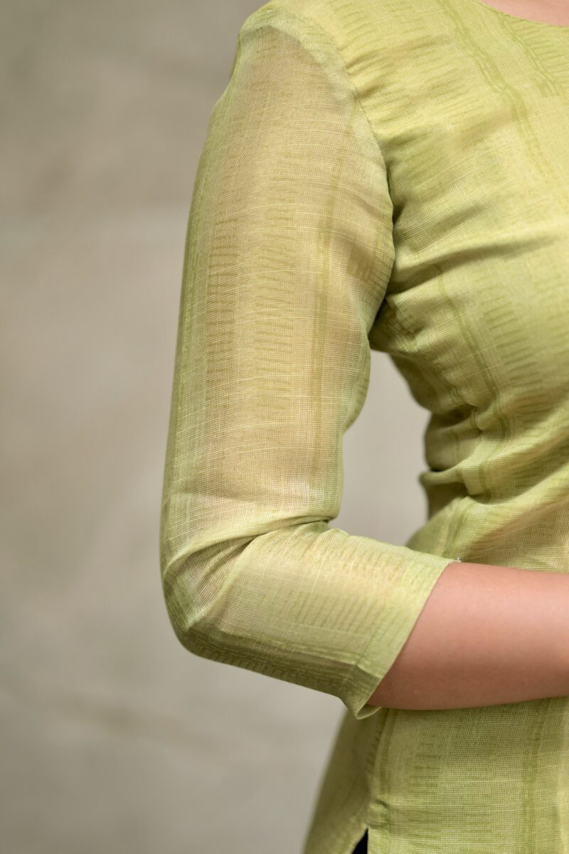 Green Tissue Kurta - Image 2