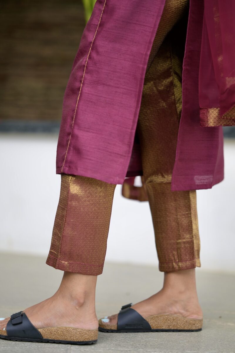 Maroon Raw Silk Suit Set - Image 7