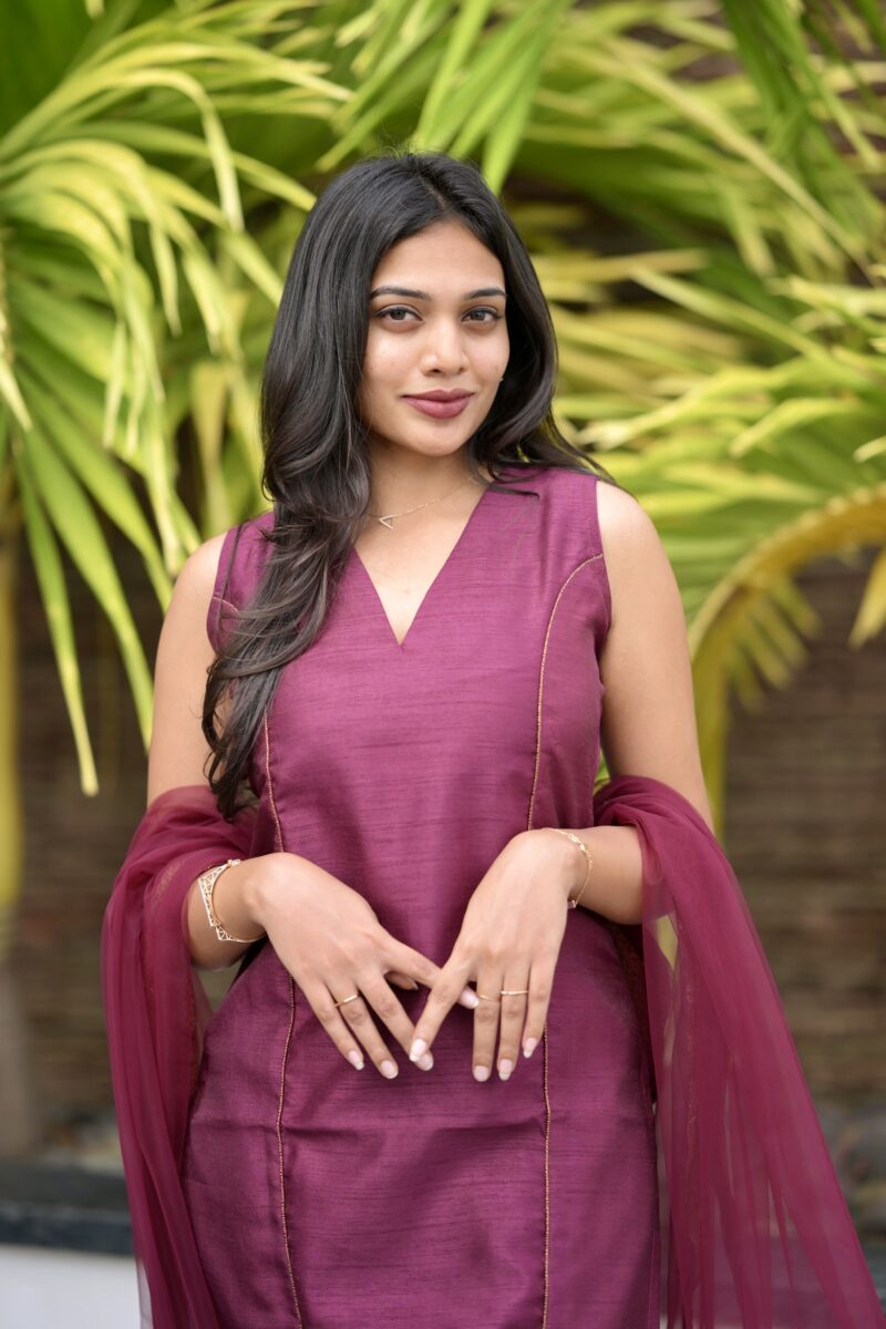 Maroon Raw Silk Suit Set - Image 6